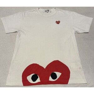 Comme Des Garçon Play Heart White T-Shirt Half Heart Men’s Size XL AZ-T034-051-1